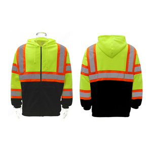 Customizable Reflective Fleece Thermal Hoodie With Detachable Hood Hi Vis Safety Sweatshirt Polyester Customizable Logo Support