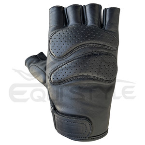 Gants de conduite personnalisés à demi-doigt vente en gros double rembourrage en cuir gants de protection à la mode de moto fournisseur pakistanais - Product Image 2