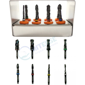 Kit Profesional de Fresas Eléctricas para Implantes Dentales, 8 Piezas, Acero Inoxidable con Recubrimiento de Titanio, Agarre Ergonómico, Acabado Negro, Cirugía Oral - Product Image 1