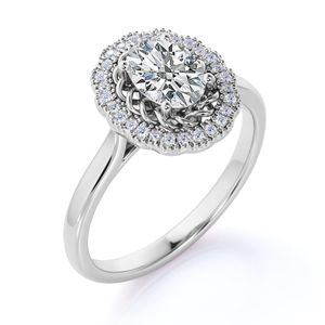 oval cut and Diamond Halo <b>infinity</b> Engagement Ring in 10k White Gold - Product Image 3