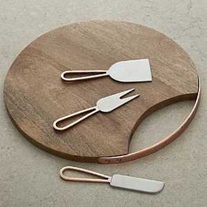 Tabla de cortar de madera redonda grande superventas con mango angular plantado en oro fácil de sostener y colgar - Product Image 4