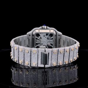 Montre intelligente pour homme, mouvement à quartz carré, chronographe, tendance, avec diamants en moissanite de clarté VVS, directement de l'usine, dernière collection - Product Image 4