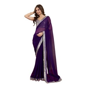 Trendmalls ชุดสุภาพสตรีชุดเย็บปักผ้าชุดติดกันแบบไม่มีตะเข็บ (K1139-Purple) ราคาขายส่งจากปากีสถาน - Product Image 1