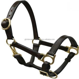 Cabestro de caballo de cuero con herrajes de latón disponible en cuero genuino negro o marrón y Halter de Carreras de Caballos hecho a mano de tamaños personalizados - Product Image 3