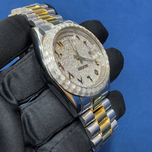 Reloj de pulsera de moda con movimiento de esfera árabe y bisel de diamante Baguette de acero inoxidable de calidad superior para hombres al mejor precio - Product Image 1