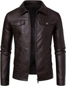 Chaqueta de Cuero para Hombre, Invierno, a la Moda, Talla Grande, Diseño Sólido, Resistente al Viento e Impermeable, Precio Razonable - Product Image 2
