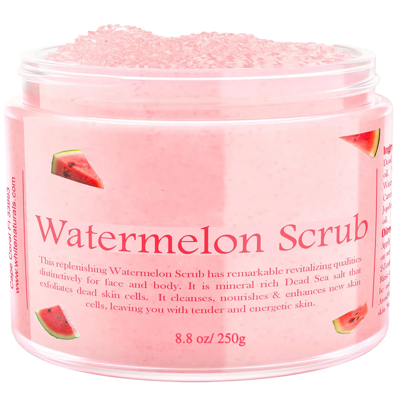 Organic Bath Deep Cleansing Smooth Hydrating Exfoliating Soft Skin Dead Sea Salt Shea Butter Pink Watermelon Body Scrub