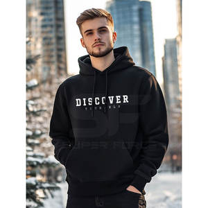 Sweat à capuche pour hommes OEM en coton mélangé Streetwear tendance Sweat-shirt chaud d'hiver à capuche pour hommes tenue décontractée avec poche - Product Image 2