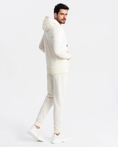 ชุดวอร์มผ้าคอตตอนผสมโพลีเอสเตอร์ 380GSM แบบสั่งทำพิเศษสำหรับผู้ชาย เสื้อฮู้ดดี้โอเวอร์ไซส์ กางเกงจ็อกเกอร์ ปักโลโก้ด้วยไหมเชนิลล์ สีดำและสีเหลือง - Product Image 2