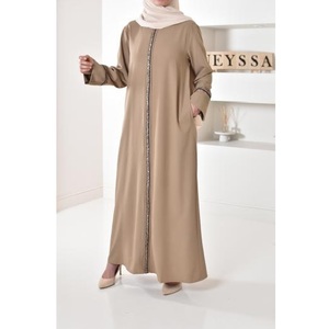 2024 modesto estilo árabe Abaya elegante seda brillante vestido musulmán abierto para adultos caftán turco para Eid Dubai elegante seda brillante - Product Image 6