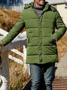 Chaqueta acolchada de invierno para hombre hecha a medida al por mayor-Abrigo largo acolchado con capucha y bolsillos | Proveedor de fábrica - Product Image 2