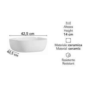 อ่างล้างหน้าเซรามิกทรงสี่เหลี่ยมขนาด 42 ซม. รุ่น Koricini Appoggio ดีไซน์อิตาลี สีขาว - Product Image 2