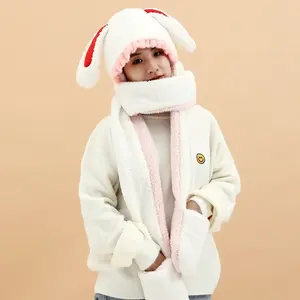 Conjunto de Bufanda y Gorro con Orejas de Conejo Multifuncional para Mujer, Invierno, Largo, Elegante - Product Image 1