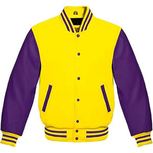 Wholesale Embroidery Leather Sleeve Baseball Varsity New Varsity Jacket Men Baseball Jacket Print Pattern Jacket for Men - Product Image 1