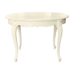 Table Ronde de Style Classique en Teck Sculpté à la Main, Idéale pour le Salon et la Décoration Intérieure - Product Image 1