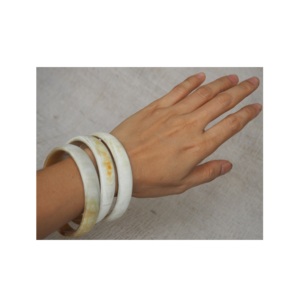 กำไลข้อมือฮอร์นสำหรับผู้หญิงใช้ทำมือผลิตภัณฑ์หนังควายแท้สีน้ำตาลสีขาวธรรมชาติกำไลเครื่องประดับแฟชั่น - Product Image 1