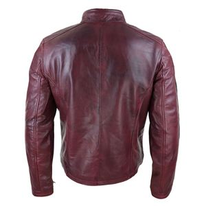 Chaqueta de motorista de cuero genuino de estilo clásico con cuello levantado personalizado de alta calidad, tela de invierno transpirable, motocicletas ligeras informales - Product Image 5