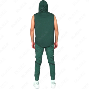 Sudadera sin mangas con capucha elástica para hombre Chaleco de fitness al aire libre con mangas cortas con capucha sudaderas con capucha - Product Image 3