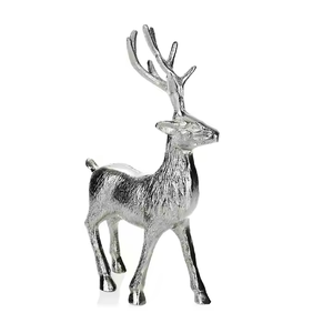 ชุดรูปปั้นกวางตั้งได้สีเงิน2ชิ้นสำหรับตกแต่งเทศกาลคริสต์มาสรูปปั้นกวางเรนเดียร์บ้านแกะสลักเรซินด้วยการตกแต่ง - Product Image 4