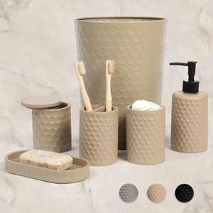 Ensemble de salle de bain élégant en résine avec porte-brosse à dents et look élégant inspiré du marbre à très bon prix - Product Image 2