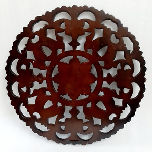 Handmade <b>Wall</b> <b>Art</b> Living Room Decor Vintage Botanical Carved Wooden Round Panel Home Accent Walnut Finish <b>Wall</b> Decor - Product Image 4