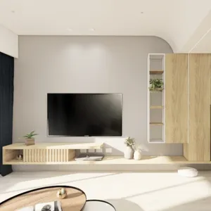 Furnitur desain kustom kabinet tv Stan tv panel kayu modern