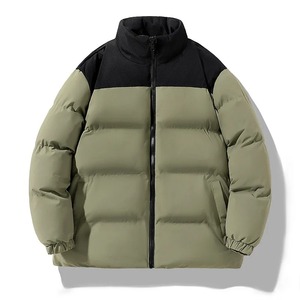 Jacket Stand Collar Outdoor Casual Thickened Warm Cotton Padded Bubble Puffer Lightweight Waterproof Zipper Woven <b>Men</b> Long - Product Image 5