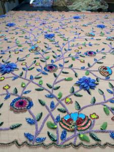 Tela de Red Bordada a Mano en 3D con Cuentas, Accesorios de Lujo para Prendas de Boda con Técnica de Bordado Elegante, Tela No Tejida - Product Image 4