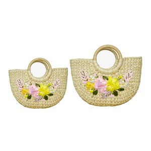 Producto popular Bolsos hechos a mano versátiles con asas de bambú, detalles de encaje y forros de tela suave - Product Image 1