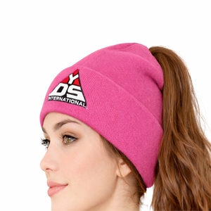 Gorro de Punto con Cola de Caballo para Mujer, con Logotipo Personalizado, Gorro de Invierno Cálido para Mujer - Product Image 2