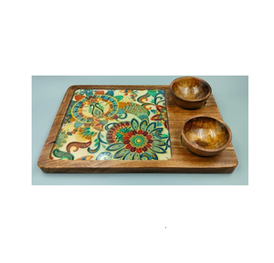 Venta al por mayor de madera impreso placas cargador boda Hotel fiesta placa cargador cena platos decorativos para bodas cuenco - Product Image 1