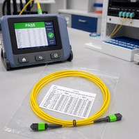Kabel Patch Fiber Optik MPO/MTP High-Density 12/24 Core Multimode OM3 10Gbps RJ45 Boot Transparan PVC Panjang Sesuai Pesanan