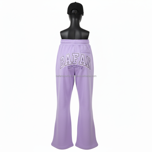 Pantalones Holgados de Felpa de Algodón Premium de 320 GSM, Diseño con Pedrería Morada, Cintura Elástica, Logotipo Personalizado Bordado, Pantalones Lavados para Hombre - Product Image 2