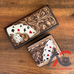 Venta al por mayor de cuero mecanizado a mano RFID bloqueo titular de la tarjeta de crédito cartera y cuero genuino de lujo diseñador largo Ases cartera conjuntos - Product Image 1