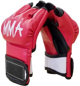MMA <b>Gloves</b> for Kids Adults Punching Bag Boxing Sparring Grappling Half Finger Thick Padding Long Wrist Hook Loop Closure PU - Product Image 6
