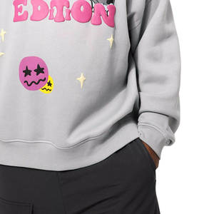 Sudadera con Capucha de Gran Tamaño con Patrón de Letras Tejida a Crochet de 400g para Hombre, 100% Algodón, Forrada, de Alta Calidad, Personalizada, para Otoño - Product Image 6