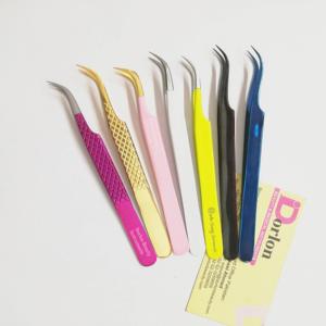 Personnalisation de la finition Pince à cils beauté Pince à cils en acier inoxydable de qualité durable Pince à épiler à extension de cils à pointe incurvée. - Product Image 2