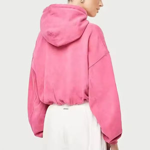 Vêtements de sport pour femmes à prix avantageux 2026, haut de sport oversize rose délavé à l'acide, sweat-shirt de sport à capuche, fournisseur en gros - Product Image 3