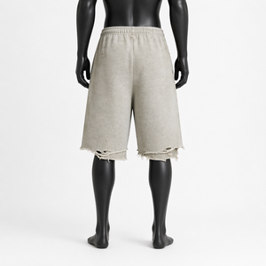 Pantalones Cortos de Algodón para Hombre al por Mayor, Personalizados, Estilo Desgastado, Holgados, con Dobladillo Deshilachado, Largos hasta la Rodilla, Estilo Urbano - Product Image 2
