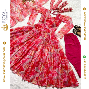 Bellamente diseñador Tubby Organza Con Vestido Impreso Digital Con Fancy Dupatta - Product Image 5