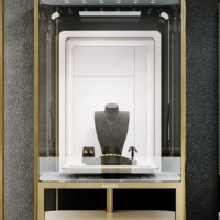 Vitrines à bijoux Sundo avec éclairage LED, en acier inoxydable et verre, pour la décoration de magasins de bijoux commerciaux