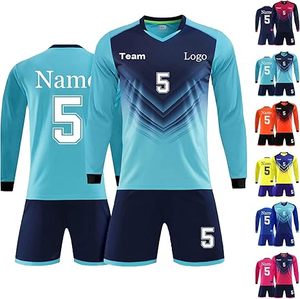 Camiseta personalizada, camiseta de fútbol NameNumberLogo personalizada, camiseta de portero de fútbol personalizada de manga larga con cuello redondo - Product Image 1