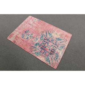 Tapis turc 2,3 x 3,2 pieds, tapis vintage, tapis en laine camouflage rose - Product Image 2