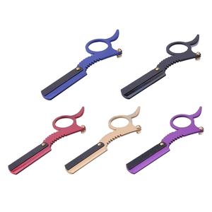 Navaja de Afeitar Clásica de Acero Inoxidable con Hoja Recta para Barbero, Ideal para Viajes y Uso Doméstico, Mecanismo de Fácil Reemplazo, Seis Cuchillas para el Cuidado de la Barba - Product Image 1