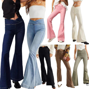 Saleh Enterprises Ladies High Waist Flare Bottom Jeans Washed <b>Stretch</b> <b>Denim</b> Eco-Friendly Breathable Quick Dry Color Fade Proof - Product Image 5