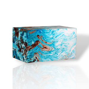 Urna de madera de mango hecha a mano Aqua Swirl diseño abstracto urnas de cremación urna para adultos - Product Image 4
