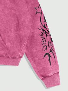 Sudadera con Capucha de Invierno para Hombre, Estilo Gótico con Copos de Nieve, Cierre de Cremallera, Estilo Urbano Otoñal, con Diseño Bordado Frontal de Alta Calidad - Product Image 3