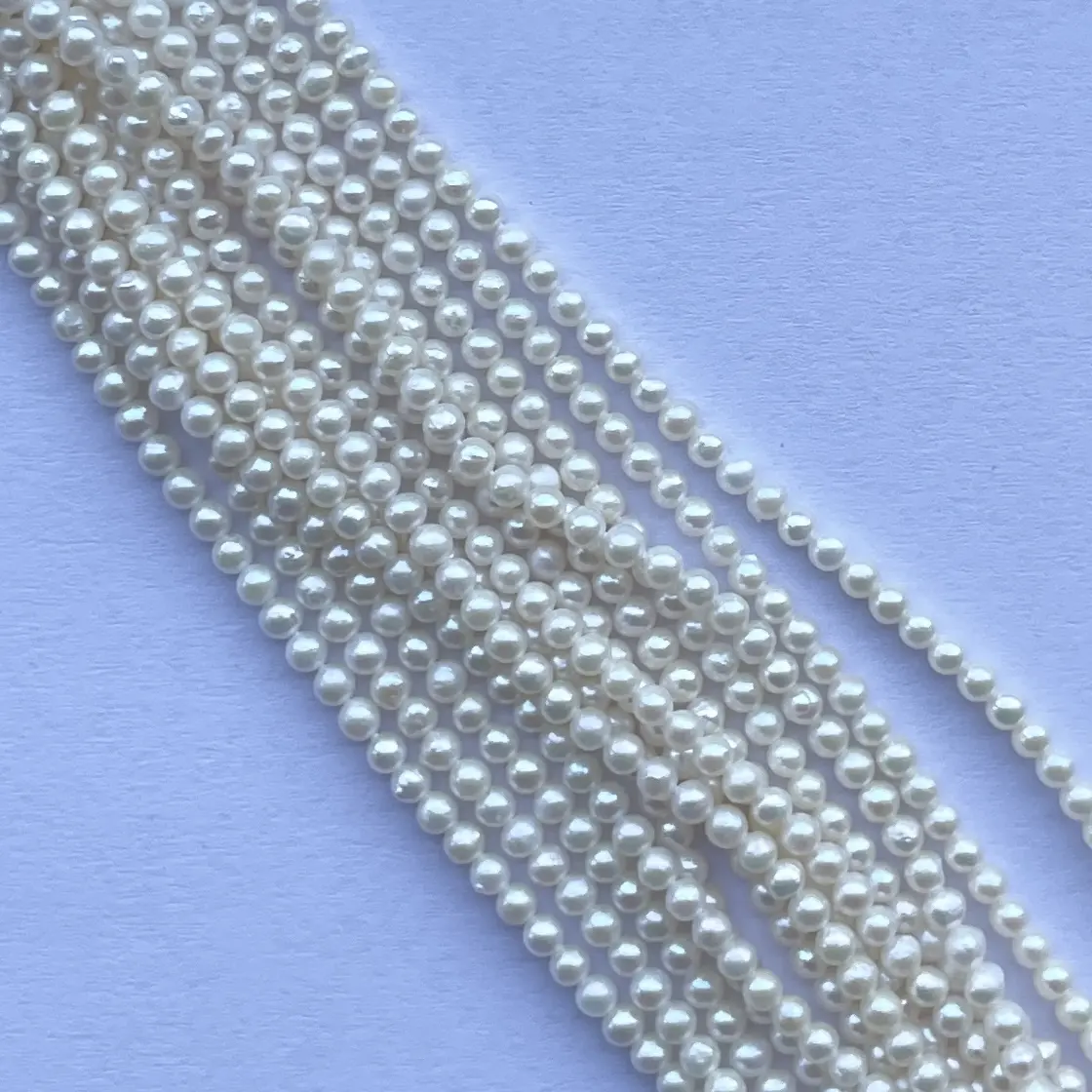 2mm 3mm Natural blanco amarillo perla de agua dulce piedra cuentas redondas fábrica al por mayor perlas cultivadas fabricación de joyas India Alibaba