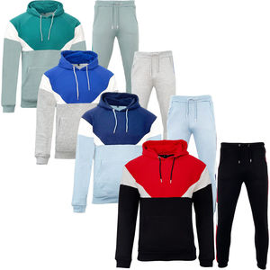 Nuevos hombres pulóver bolsillo plano bloque chándal Sudadera con capucha Jogging Bottoms Raglan suéter Jogger High Street style - Product Image 1