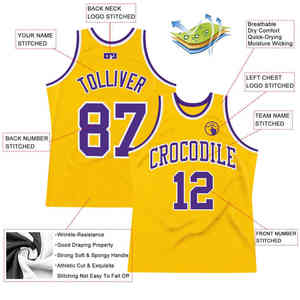 ODM Diseño personalizado Su nombre y número Camiseta en blanco Tallas grandes Reversible Sublimation College Yellow Basketball Jersey - Product Image 2